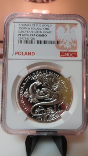 2009 Poland European Green Lizard Reptile Silver Coin NGC Graded PF PR 69 20 zlo - Picture 4 of 7