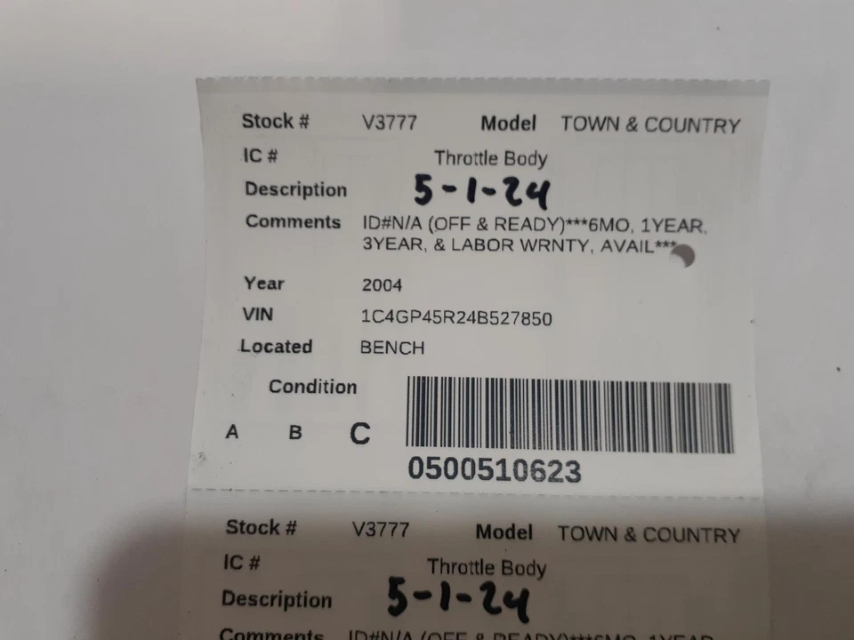 Used Fuel Injection Throttle Body fits: 2004 Chrysler Town & country Throttle Va Foto 4 de 4