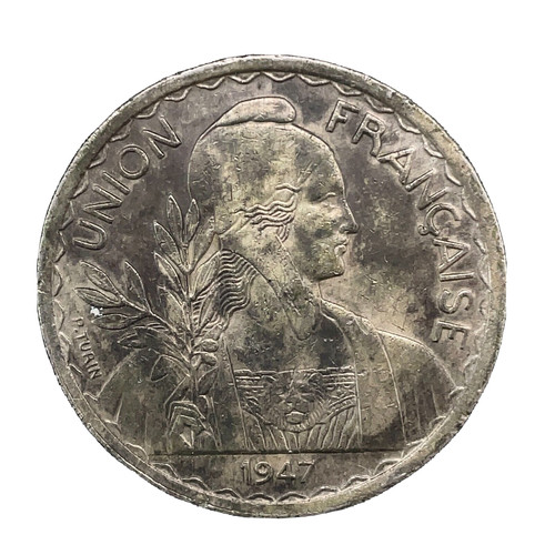 France Indo-China 1947 One Piastre Copper-Nickel 18g 35mm Coin KM 32.1