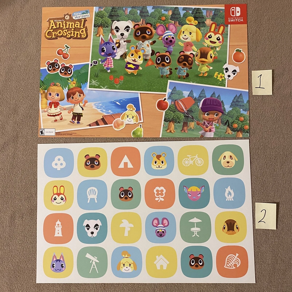 Pair of two 2 Animal Crossing New Horizons Posters Nintendo Switch 11 x 17 New