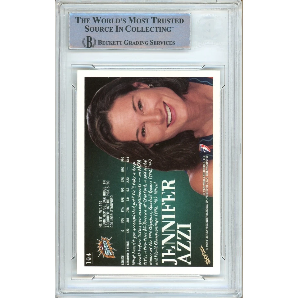 Jennifer Azzi Signed 1999 Hoops WNBA #104 Card AUTO Beckett BAS Slabbed Shock - Image 3 of 4
