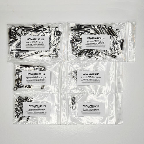 Kit vis allen inox pour moteur Kawasaki KS 125 1974 1975