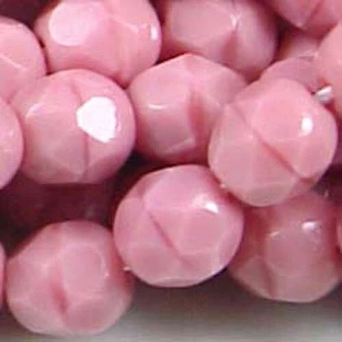 25 Czech glass Firepolish Faceted Round Beads Pink - Coral 6mm