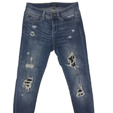 Judy Blue Jeans Womens 7/28 Skinny Fit Camo Patch Medium Wash Denim JB82109MD