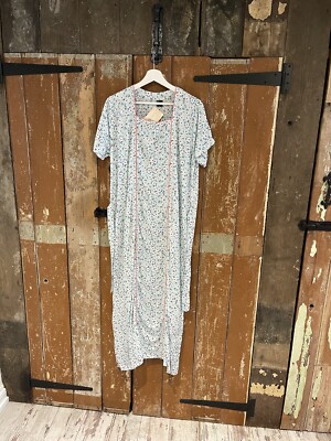 Jhalak Fashion Langes Kleid Blau Blumenmuster Kurzarm