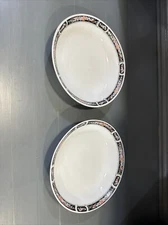 TWO Remington Red Sea Fine China Bowls Pasta Soup Cereal Flower Border