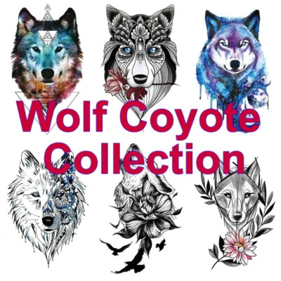 CANDYBARBOUTIQUE TEMPORARY TATTOO Wild Spirit Forest Howling Timber Wolf Dair Wolf Coyote Temporary Tattoos