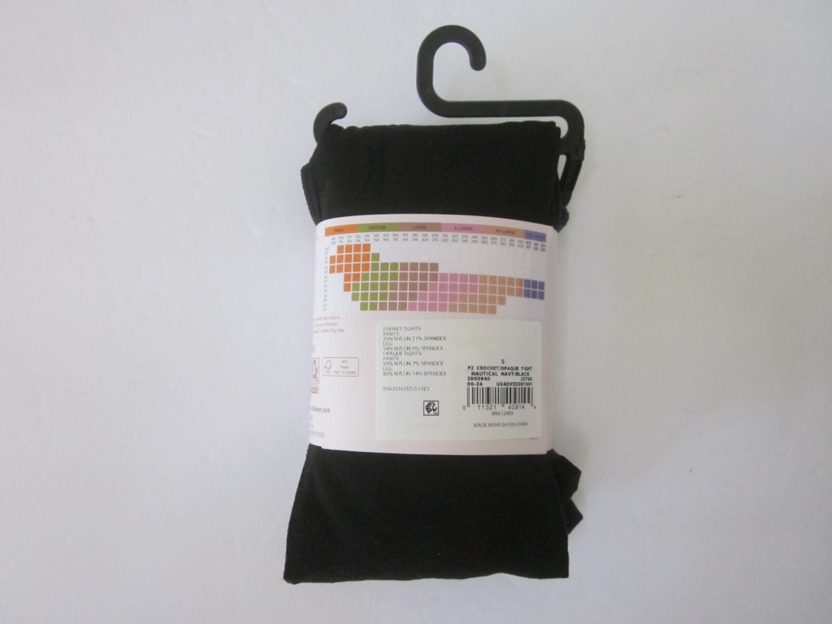 専用セット NWT JOYSPUN 2 Pair Navy Fishnet & Black Opaque Tights Hosiery Sz