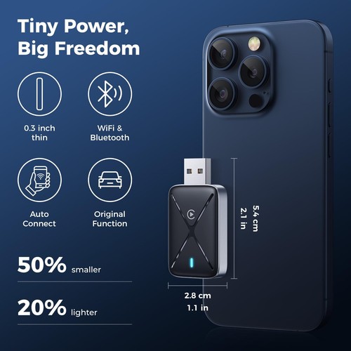 Wireless CarPlay Adapter for iPhone Mini Size for Apple CarPlay Adapter Conve... - 第 3/8 張圖片
