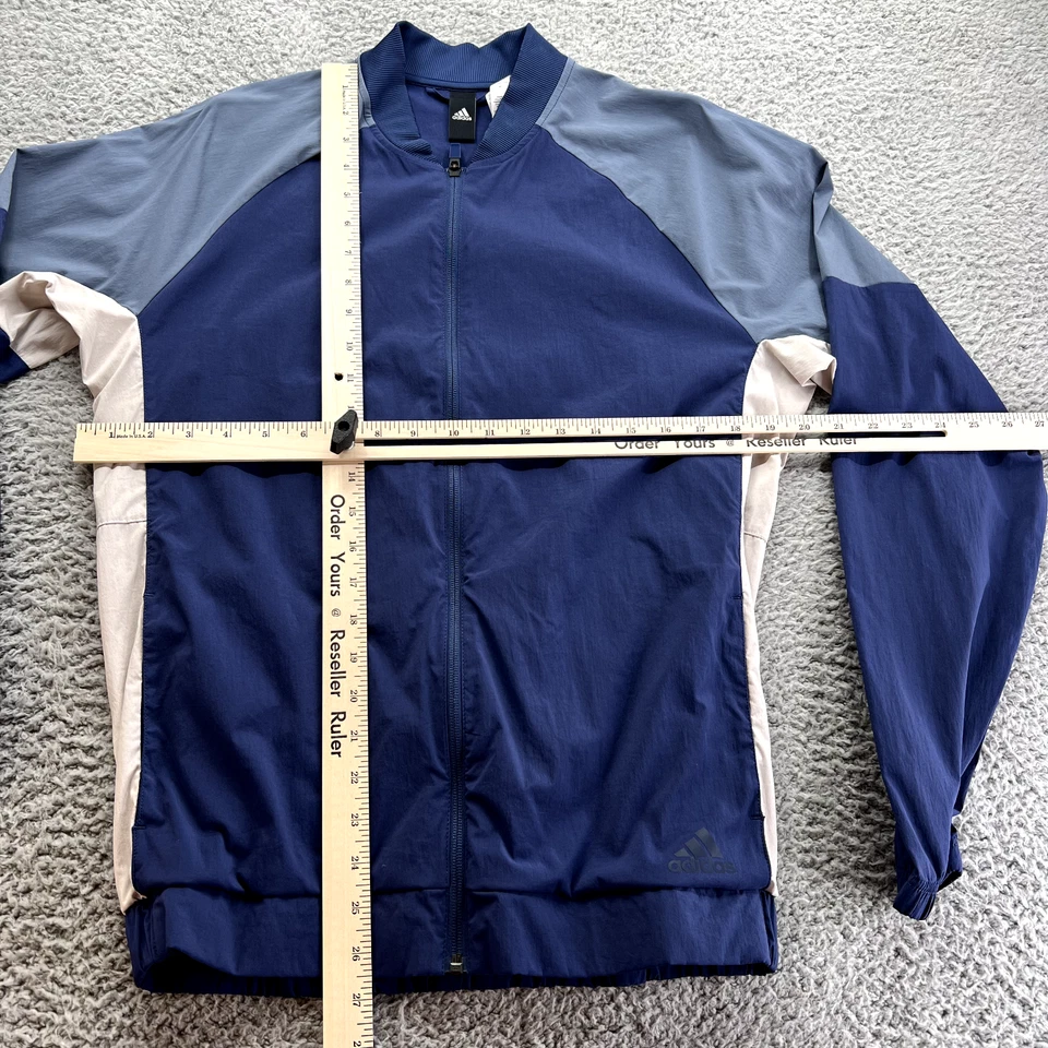 Adidas куртка женщин маленький синий полный молнии легкий ветровка с длинным рукавом - Изображение 4 из 4