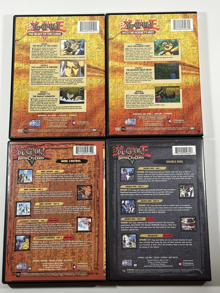 Yu-Gi-Oh 4kids DVD Lot Anime Series Volume 1 2 Battle City 5 6