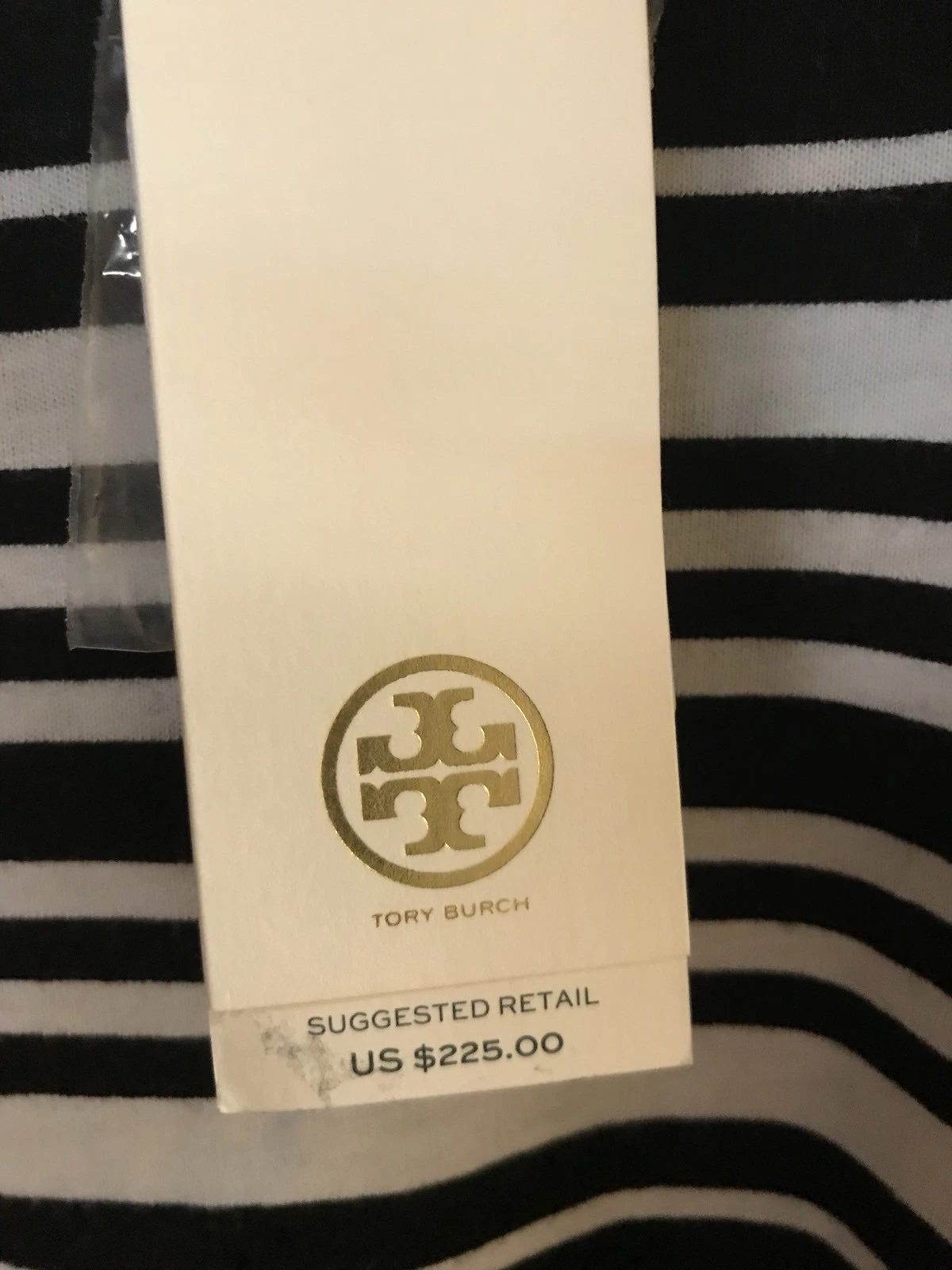 Mini abito casual Tory Burch donna Mariana B N a righe maniche lunghe L $225