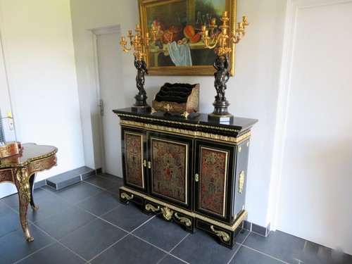 Impressive french credenza Louis IV in marquetry Boulle 19th Napoléon III period - Picture 14 of 18