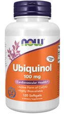 NOW Foods Ubiquinol 100mg 120 Softgels Active CoQ10 09/27EXP free radical protec