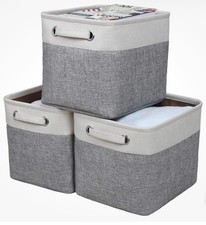 Foldable Storage Bin Collapsible - Gray 12"X10"X9.5"Cube Organizer / Set Of 3