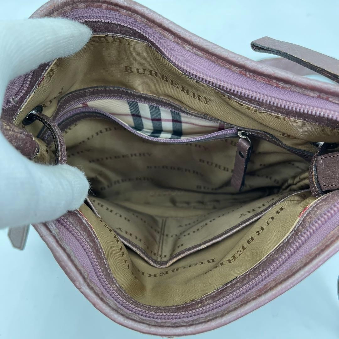 Used  Burberry Crossbody Shoulder Bag Nova Check Logo Hardware Mauve Pink JAPAN thumbnail 9