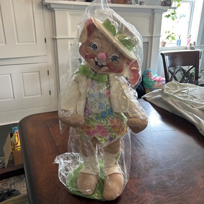 Vintage Annalee Large Easter Bunny Felt Doll Free Standing Doll