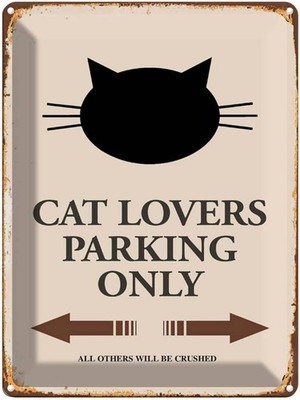 Blechschild 40x30 cm cat lovers parking only Katze Deko Geschenk Metall Schild