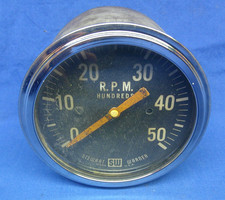 Vintage 1950s Stewart Warner Big Logo 5000 Rpm Tachometer Curved Glass Wow Vintage 1950s Stewart Warner Big Logo 5000 Rpm Tachometer Curved Glass Wow
