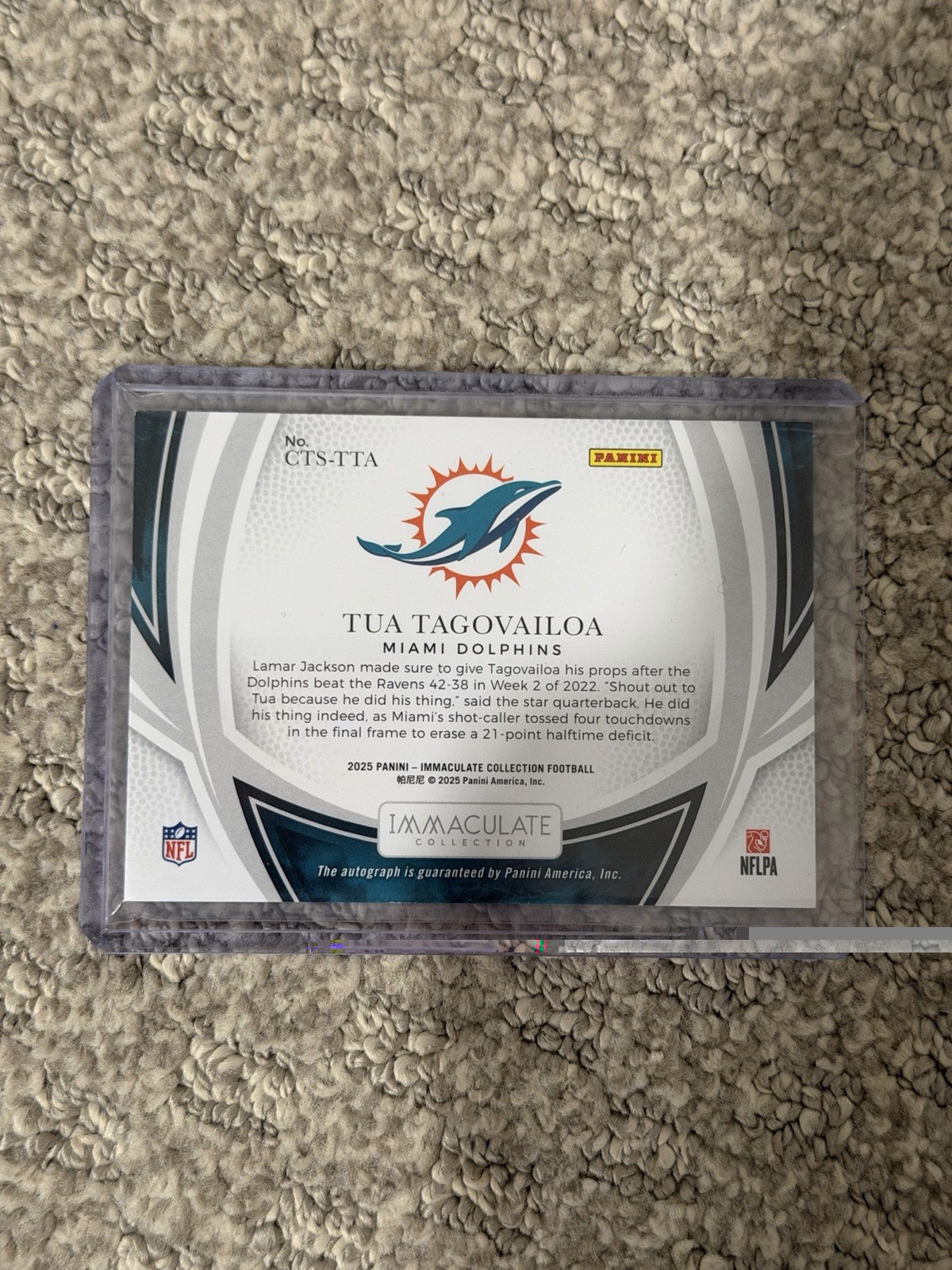 2025 Immaculate Collection /99 Clutch Time Signatures Tua Tagovailoa Auto SP view 2
