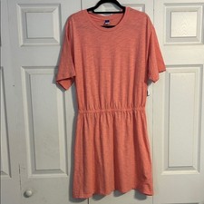 OLD NAVY Size Large NWT Salmon Blouson Short Sleeve Pull On Dress Cotton Mini