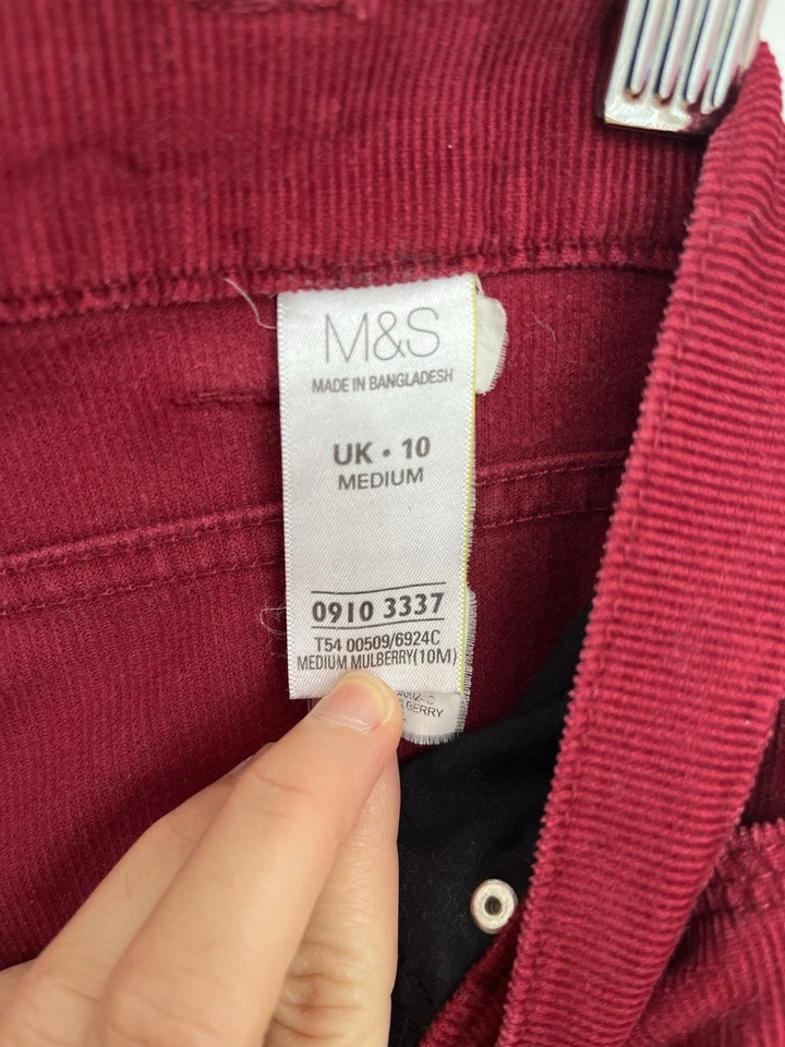 Pantalones para mujer Marks & Spencer rojos de pana bootcut UK 10 / US 6 Foto 4 de 4
