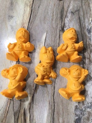 5pc Vintage 1989 Disney DuckTales Jell-O Chocolate Ice Molds Huey Louie Webby