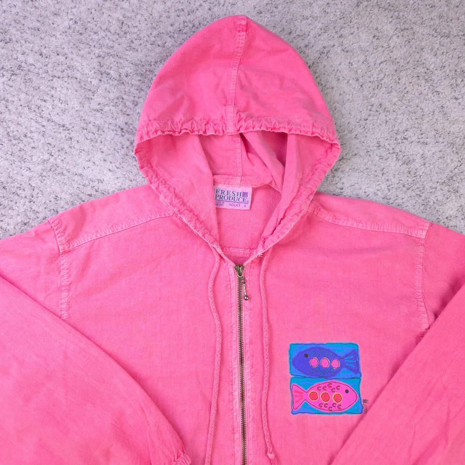 Chaqueta Fresh Produce Mujer Pequeña Gran Tamaño Playa Con Capucha Retro Cremallera Completa Pez Rosa Foto 4 de 4