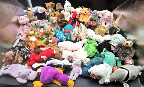 Ty Beanie Babies HUGE Vintage Lot of 50, 90s-2000s with Tags - Assorted Animals