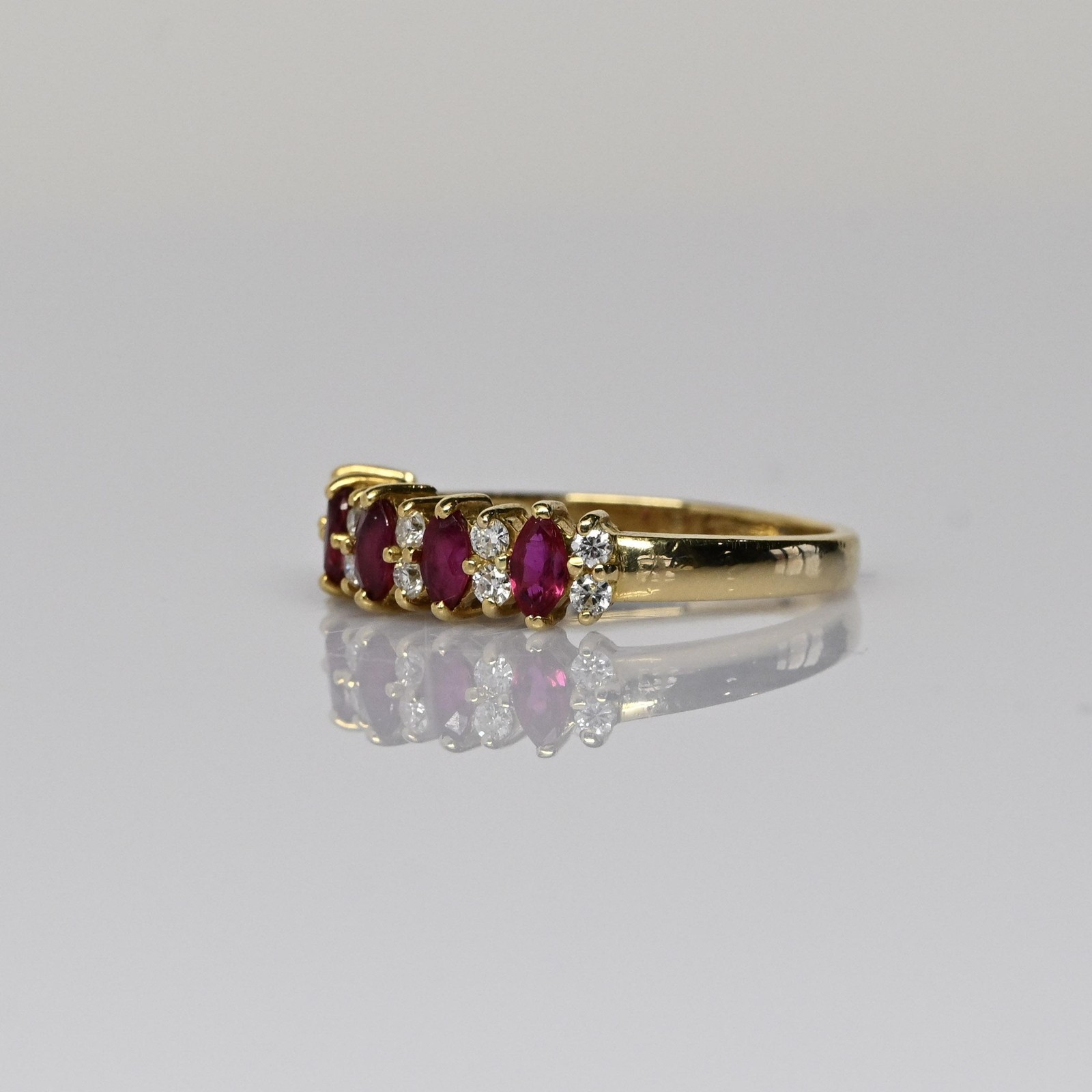 Ruby Marquise Diamond Alternating 18K Yellow Gold… - image 3