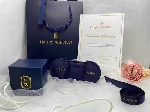 Harry Winston Genuine Ring case Jewelry Navy Leather empty case Gift Box