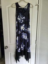 Simply Vera Vera Wang Floral Print Sleeveless Dress Women's Size Medium Blue