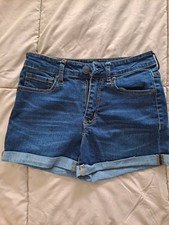 Aeropostale Women's Denim Shorts High Waisted MIDI Size 0 Dark Blue