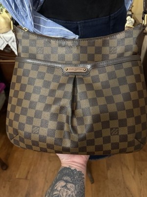 Louis Vuitton Damier Ebene Brown Shoulder Bag Zip Closure Gold Hardware Strap