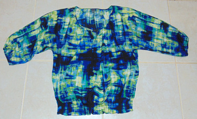 Rafaella Blouse Top Womens Size Large Polyester Blue Green