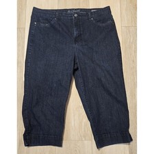 Gloria Vanderbilt Jordyn Missy Size 14 Dark Wash Blue Denim Capri Jeans