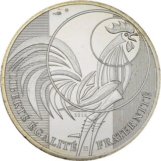 PRAGER: Frankreich 10 Euro 2016 Gallischer Hahn Silber [1924]@hp#k