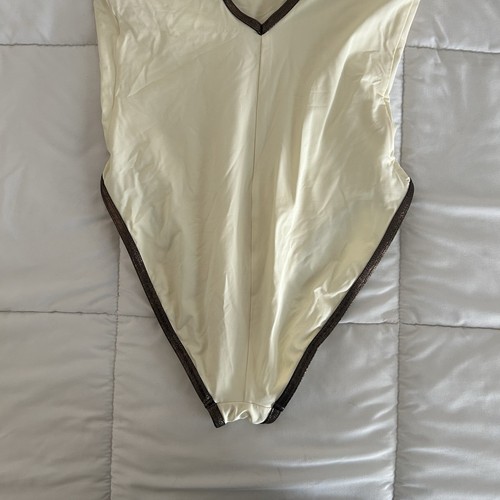 Costume da bagno donna pezzo unico panna e marrone taglia media - Foto 6 di 8