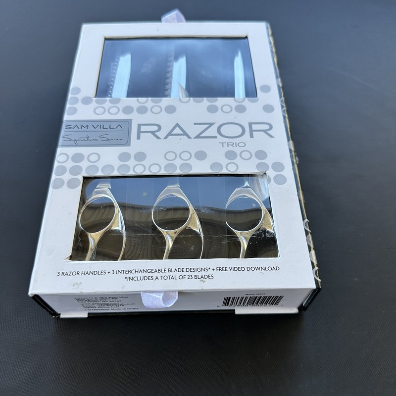 Sam Villa Signature Series Razor Trio Stainless Steel w/ 3 Handles & 23 Blades