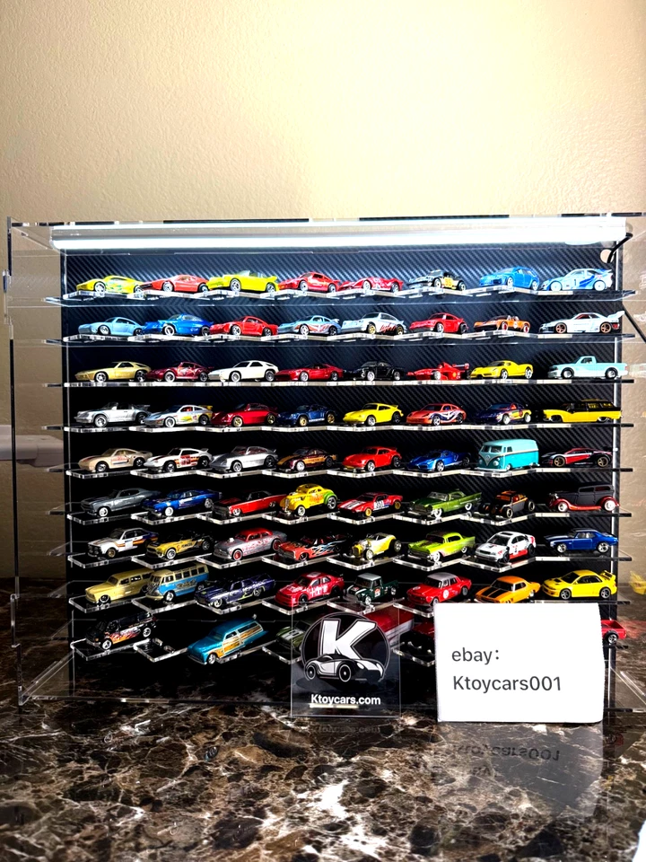 Hot Wheels 63 car acrylic  display case  45 degree cool style & light strip#case - Image 2 of 4