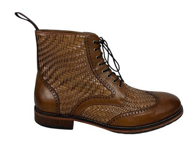 Marc Nolan Belmont Woven Leather Wingtip Boots Shoes Size 10 Brown Casual  810081201414|