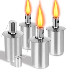 Stainless Steel Torch Canister - 12oz Metal Table Top Torches for Outside - T...
