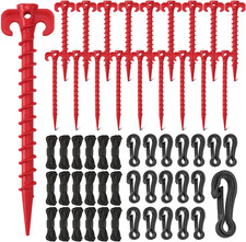 54 Pieces Plastic Inflatable Stakes Set, Include Tent Stakes, Tethers Ropes and