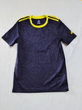 Adidas Climalite Training Shirt Size Boys Large 14-16 Neon Yellow Stripes