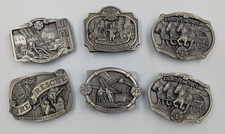 Vintage Pewter Fire Fighter Belt Buckles by CJ Inc Limited Edition, 1980's