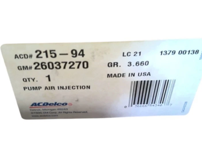 KIT BOMBA DE AIRE SECUNDARIA CHEVROLET 1985-1986 26037270 - NUEVO OEM Foto 2 de 2