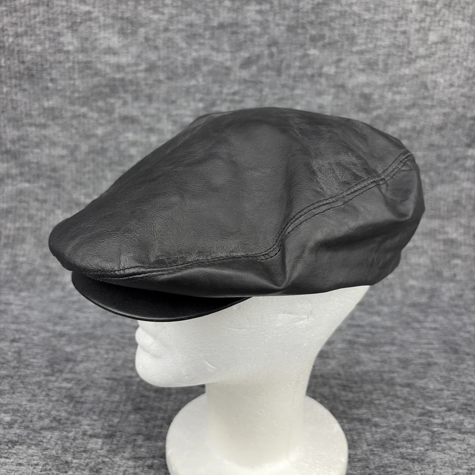 Gorra plana vintage Kangol de cuero genuino negra Cabbie - talla grande - hecha en EE. UU. Foto 3 de 4