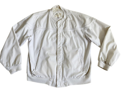 Arnold Palmer 1980s Vintage White Full Zip Mens L Bomber Golf Member Only Jacket