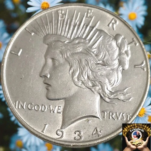 1934 D PEACE Silver Dollar Almost Uncirculated AU Key Date Coin From Storage