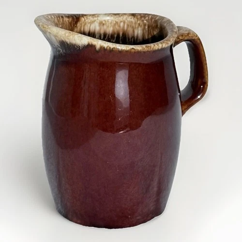Vintage Hull Pottery USA Brown Drip Glaze Stoneware Pitcher Mug
